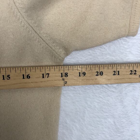 TALORA 100% Cashmere Sweater Women's Sz L Cream Knit Short Sleeve V-Neck Classic - Picture 7 of 10